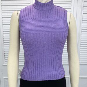 St. John Sport Purple Sweater Sz. S  (M) Cable Knit Sleeveless